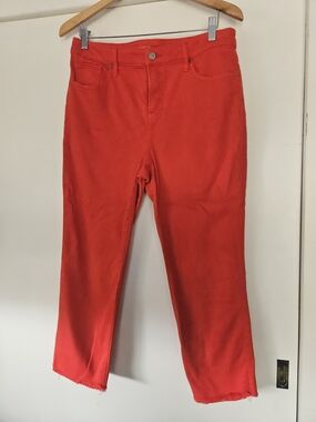 Chico's Vibrant Red Cropped Straight-Leg Jeans